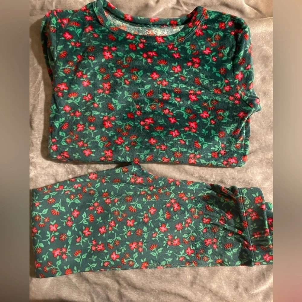 Cat & Jack Green and Red Floral Top